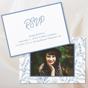 Informações Cartão de Resposta de Bat Mitzvah Floral Francês A