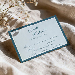 Informações Cartão de Resposta de Casamento Azul Marinho Elega