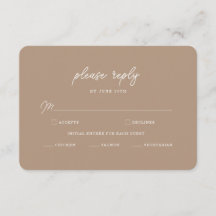 Cartão de Resposta de Casamento Boho Areia Minimal