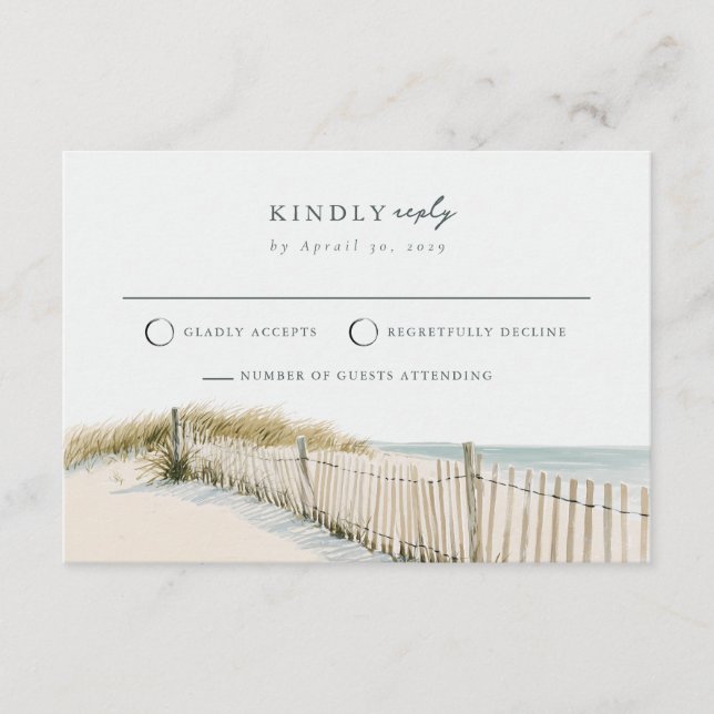 Informações Cartão de Resposta de Casamento Cape Cod Dune Coas (Frente)