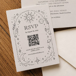 Informações Cartão de Resposta de Casamento Celestial Vintage 
