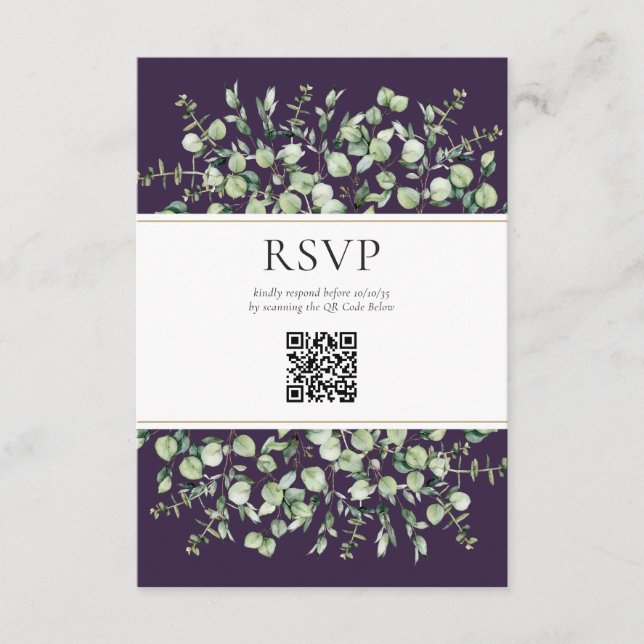 Informações Cartão de Resposta de Casamento com Código QR de E (Frente)