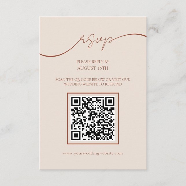 Informações Cartão de Resposta de Casamento com Código QR em S (Frente)