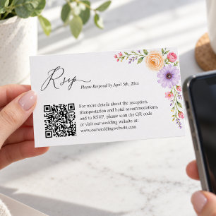 Informações Cartão de Resposta de Casamento com Código QR Flor
