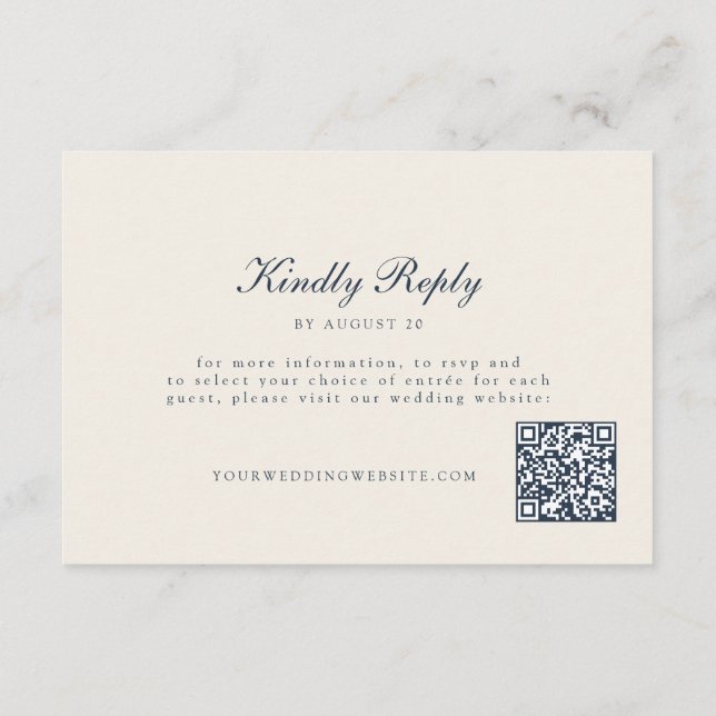 Informações Cartão de Resposta de Casamento com Código QR Mono (Verso)