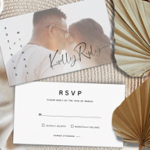 Cartão de Resposta de Casamento com Foto Simples M