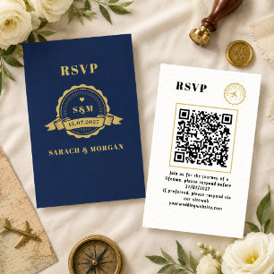 Informações Cartão de Resposta de Casamento com Monograma e QR