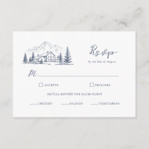Cartão de Resposta de Casamento de Inverno Marinha