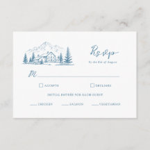 Cartão de Resposta de Casamento de Inverno na Mont