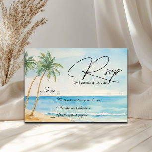 Informações Cartão de Resposta de Casamento de Praia e Palmeir