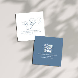 Informações Cartão de Resposta de Casamento Dusty Blue QR