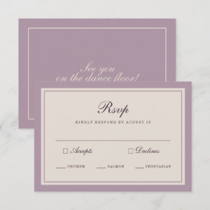 Informações Cartão de Resposta de Casamento Elegante Roxo Amei