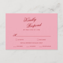 Cartão de Resposta de Casamento em Letra de Forma 