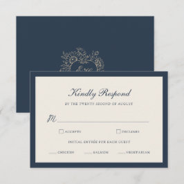 Informações Cartão de Resposta de Casamento em Marfim e Azul M