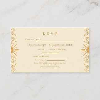 Informações Cartão de Resposta de Casamento Floral Amarelo Sun