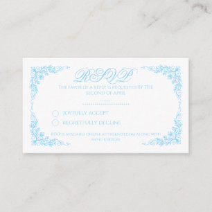 Informações Cartão de Resposta de Casamento Floral Azul Elegan