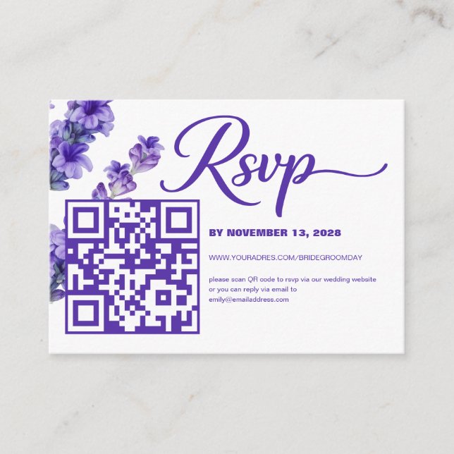 Informações Cartão de Resposta de Casamento Floral com Código  (Frente)