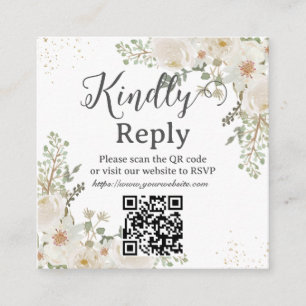 Informações Cartão de Resposta de Casamento Floral de Marfim B