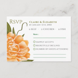 Informações Cartão de Resposta de Casamento Floral Laranja