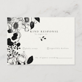 Informações Cartão de Resposta de Casamento Floral Preto