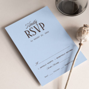 Informações Cartão de Resposta de Casamento Marrom e Azul