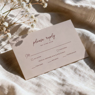 Informações Cartão de Resposta de Casamento Minimalista Vinho 