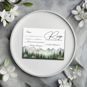 Informações Cartão de Resposta de Casamento Montanhas e Pinhei