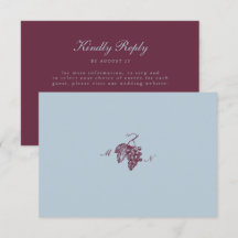 Cartão de Resposta de Casamento QR Burgundy Blue V