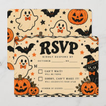 Cartão de Resposta de Halloween Vintage | Fantasma
