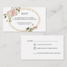 Cartão de resposta de quinceañera com rosas em mol