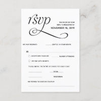 Cartão de Resposta de RSVP Clássico Elegante