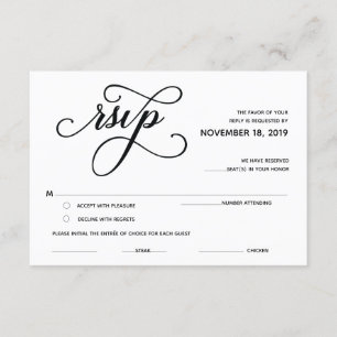 Informações Cartão de Resposta de RSVP Clássico Elegante