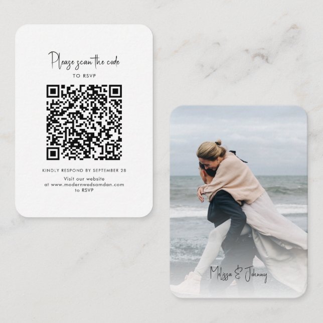 Informações Cartão de Resposta de RSVP com Código QR de Script (Frente/Verso)