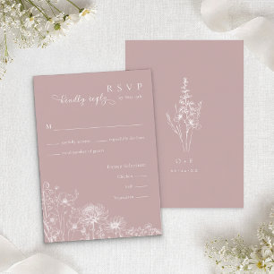 Informações Cartão de Resposta Dusty Rose Flor Silvestre para