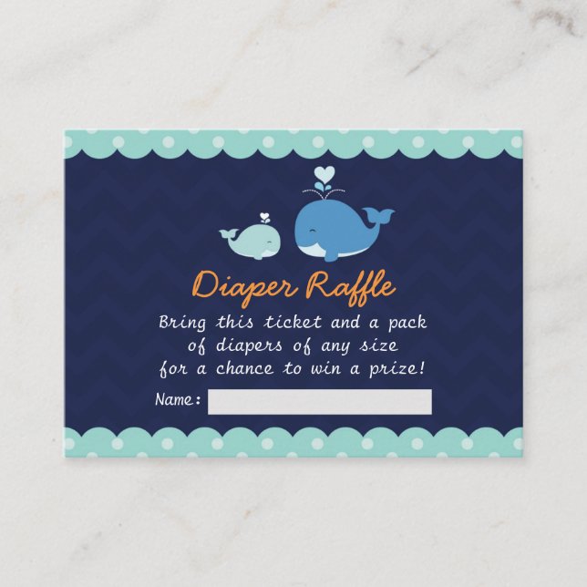 Informações cartão de rifa de fralda de baleia (Frente)