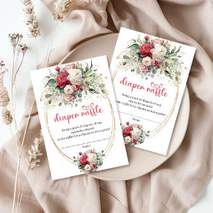 Informações Cartão de rifa de fralda floral elegante com desig