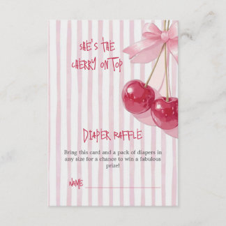Informações Cartão de Rifa de Fralda Laço Rosa Cereja Vermelho