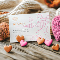 Cartão de Rifa de Fraldas Bow Hearts Sprinkle