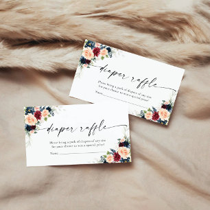 Informações Cartão de rifa de fraldas Burgundy e Navy