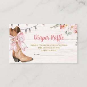 Informações Cartão de rifa de fraldas Pink Bow Boots