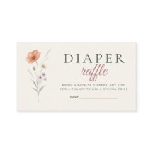 Cartão de Rifas de Fraldas Baby in Bloom Wildflowe
