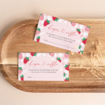 Cartão de Rifas de Fraldas de Morango para Chá de 