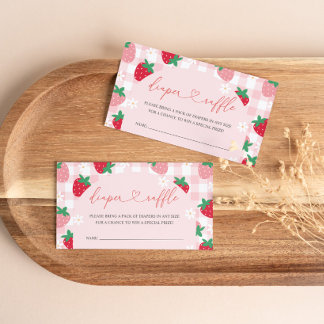 Informações Cartão de Rifas de Fraldas de Morango para Chá de 