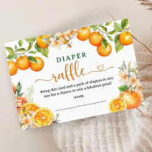 Cartão de Rifas de Fraldas para Chá de Bebê Citrus