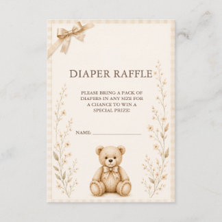 Informações Cartão de Rifas de Fraldas para Chá de Bebê Urso T