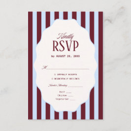 Informações Cartão de RSVP de Casamento Azul Gelo e Borgonha