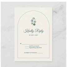 Cartão de RSVP de Casamento com Arco de Eucalipto
