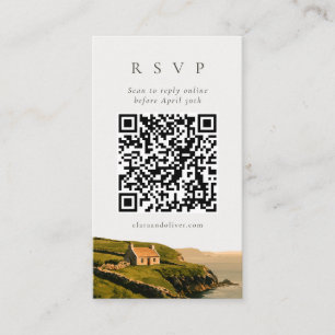 Informações Cartão de RSVP de Casamento com Código QR Cottage 