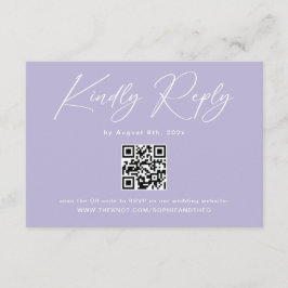 Informações Cartão de RSVP de casamento com código QR roxo lav