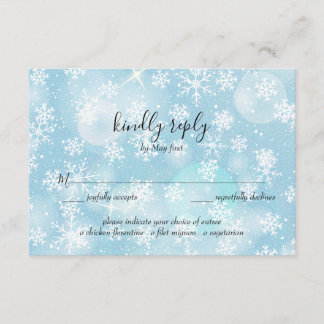 Informações Cartão de RSVP de Casamento de Neve de Inverno
